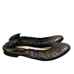 Ferca 81 Black Ballet Flats Quilted Leather Shoes 38